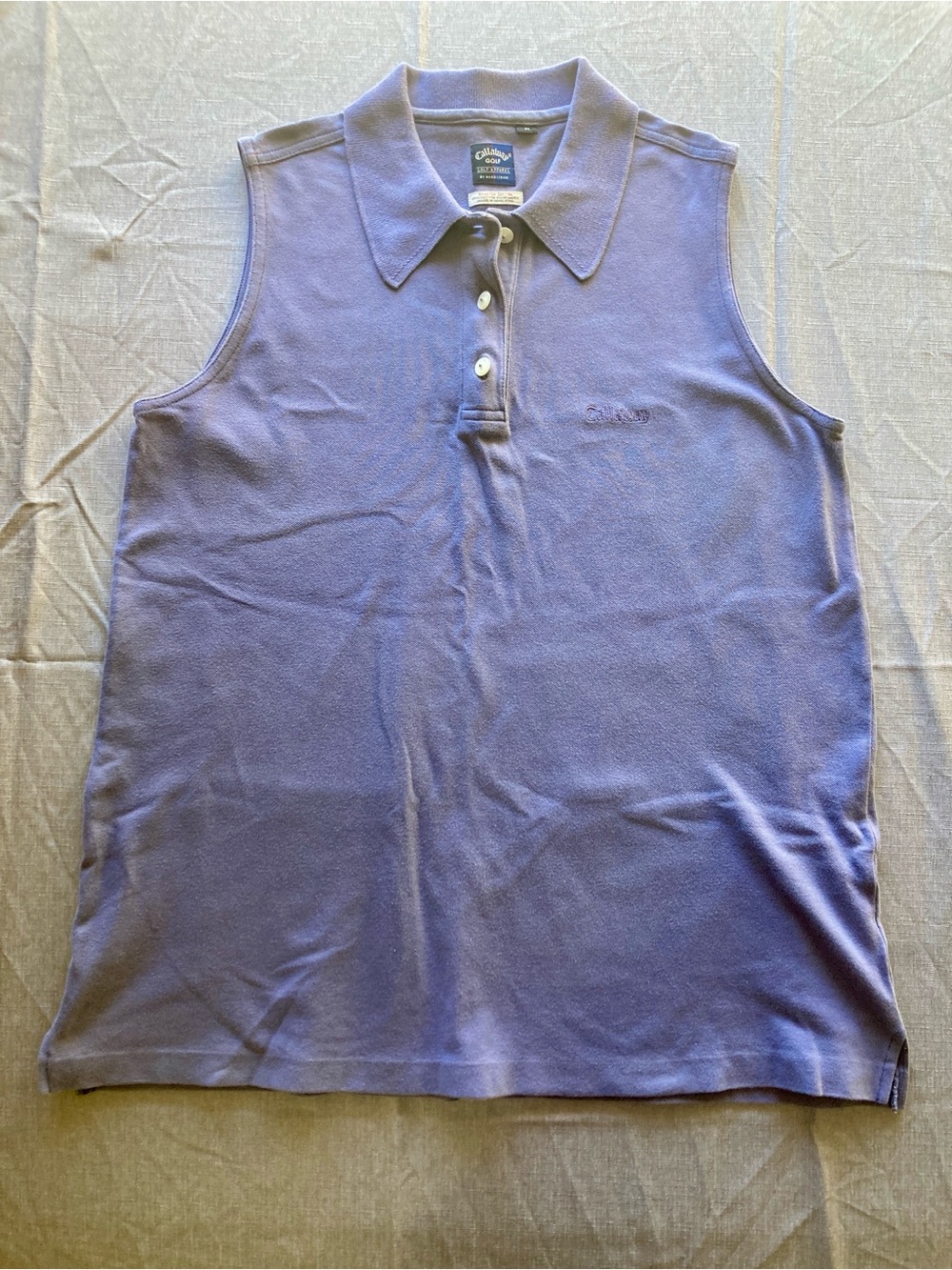 Callaway Golf Sleeveless Polo Shirt Indigo M Preppy Old Money French Parisian